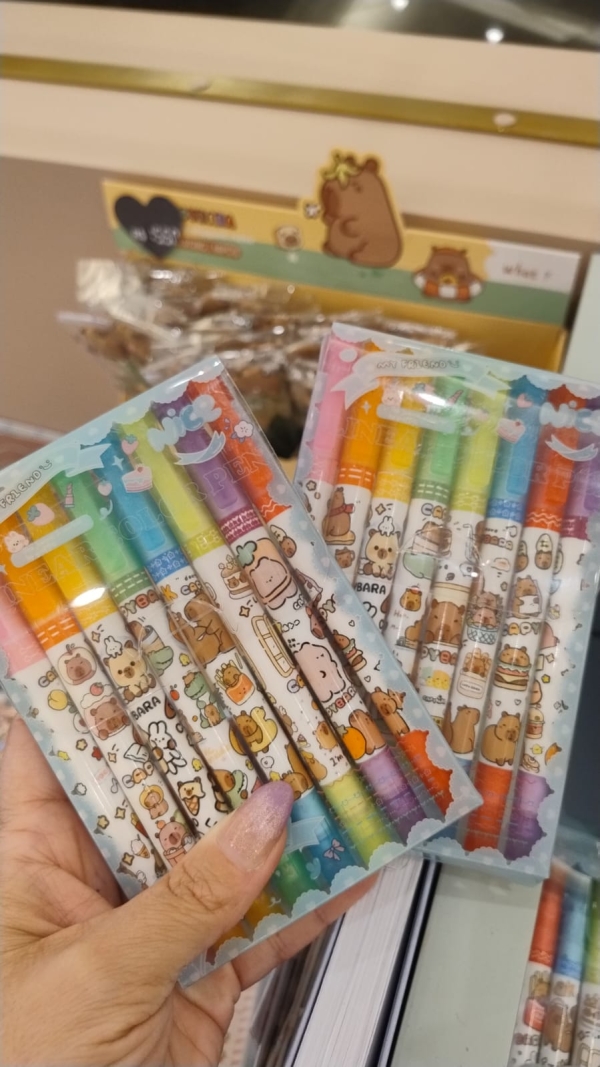 Caneta hidrográfica com carimbo roller Capivara