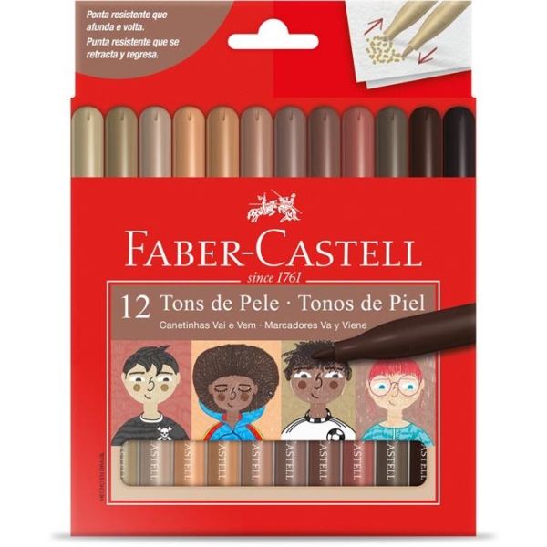 Caneta Hidrográfica Tons de Pele 12 cores - Faber-Castell